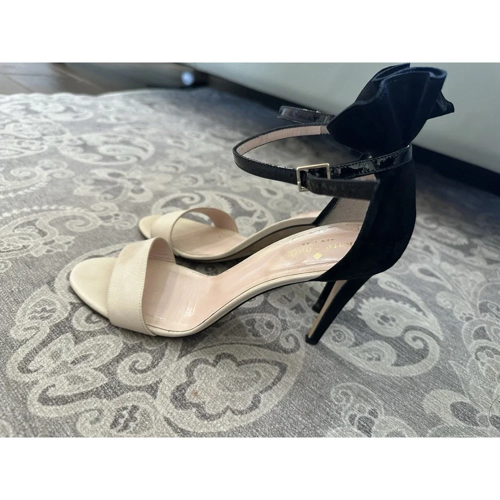 Kate Spade New York Heel Pumps, Size‎ 9.5 Black with Grosgrain Ribbon Bow